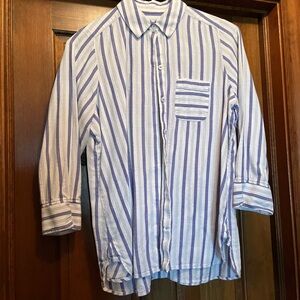 Foxcroft Blue and White Striped Top